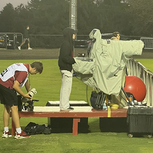 Cream and Crimson Studios team covering IU Men's Club soccer match vs. Michigan